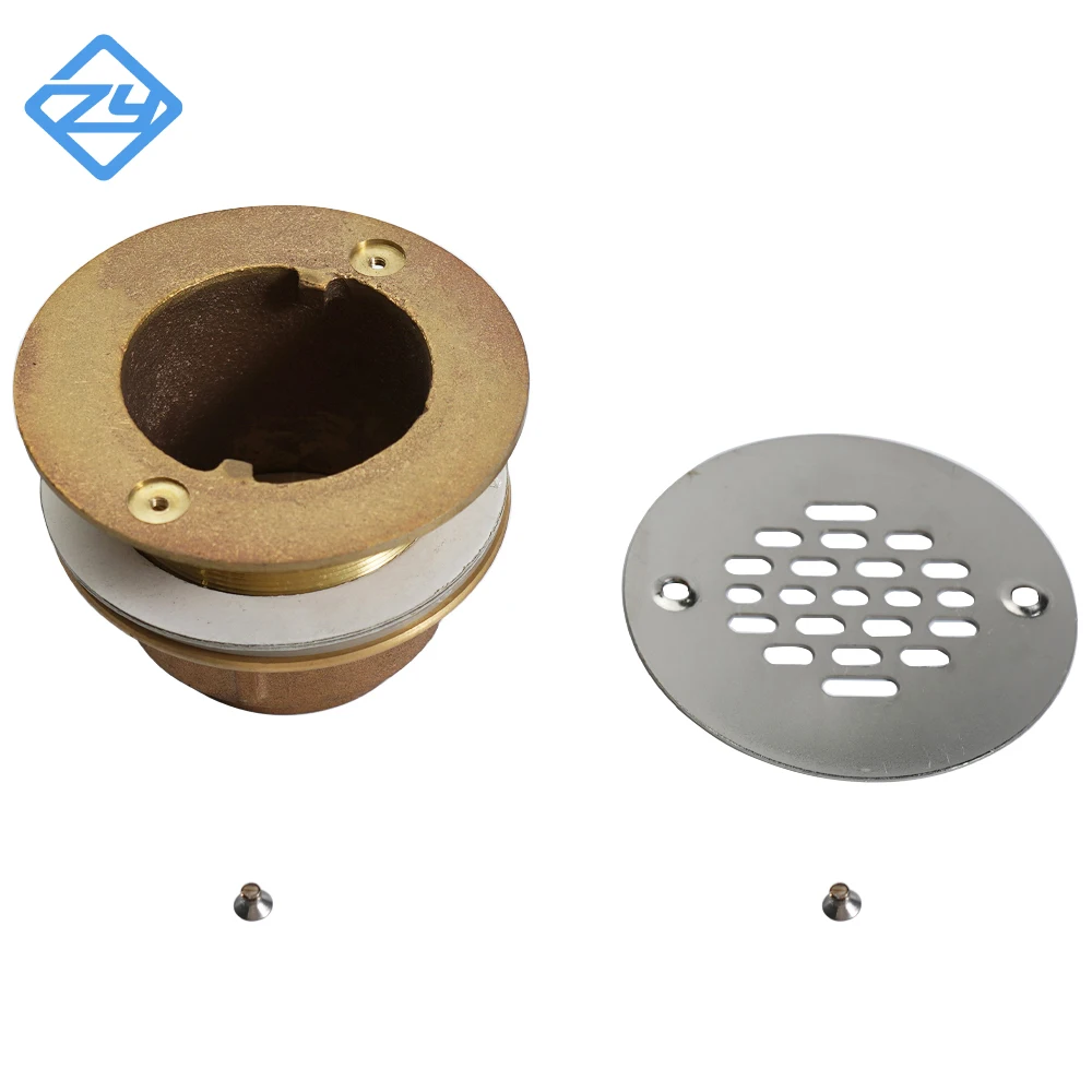 Brass Urinal Strainer Round Brass Shower Floor Drain Stainless Grate 