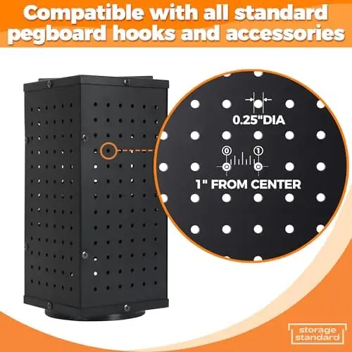 Rotating Pegboard Display Stand With 24 Hooks Metal Peg Board Displays Stands for Retail Vendors Selling & Shows