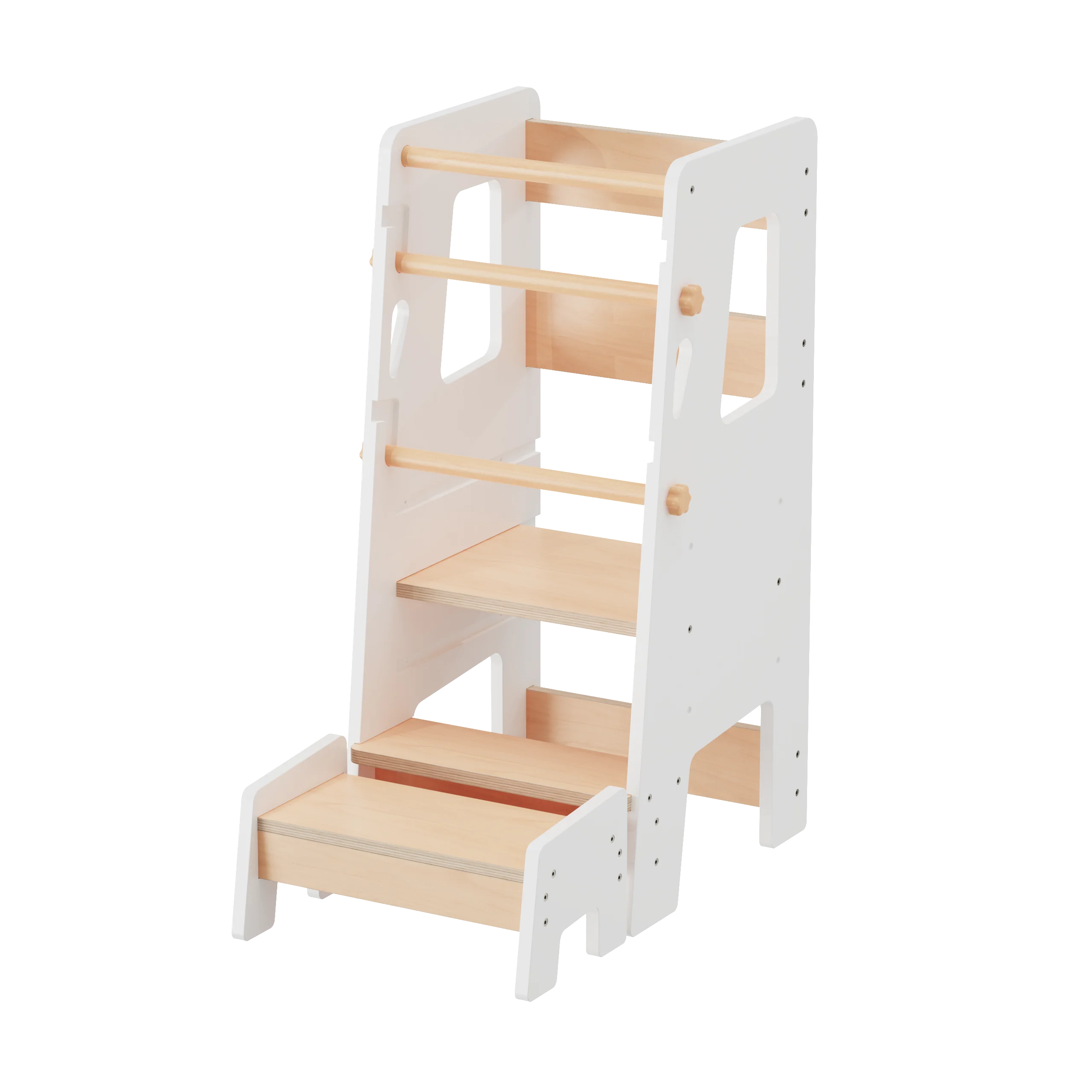 Wood Kitchen Helper Step Stool Learning Tower Adjustable Height Foldable Montessori Learning Tower With Blackboard