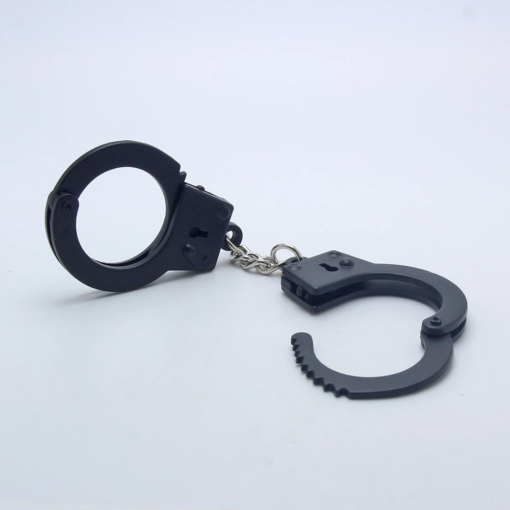 黒い金属製手錠 鍵付き 金属製手錠 5本の鉄の鎖付き