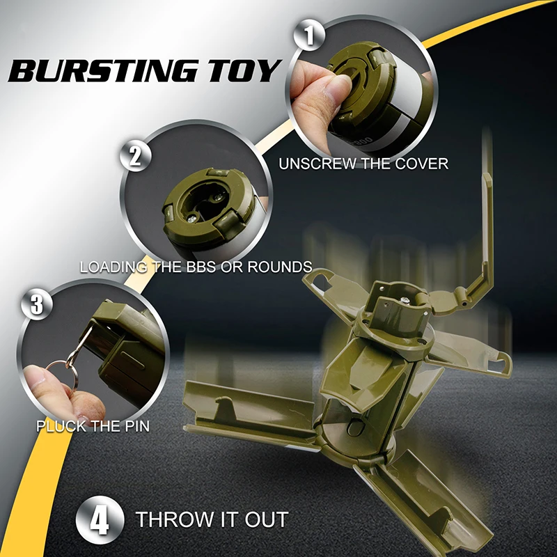 Spring Powered Bb Grenade M18 Smoke Bomb Creative Tactical Water Shell CS Model Hand Grenades Pretend Play Toy