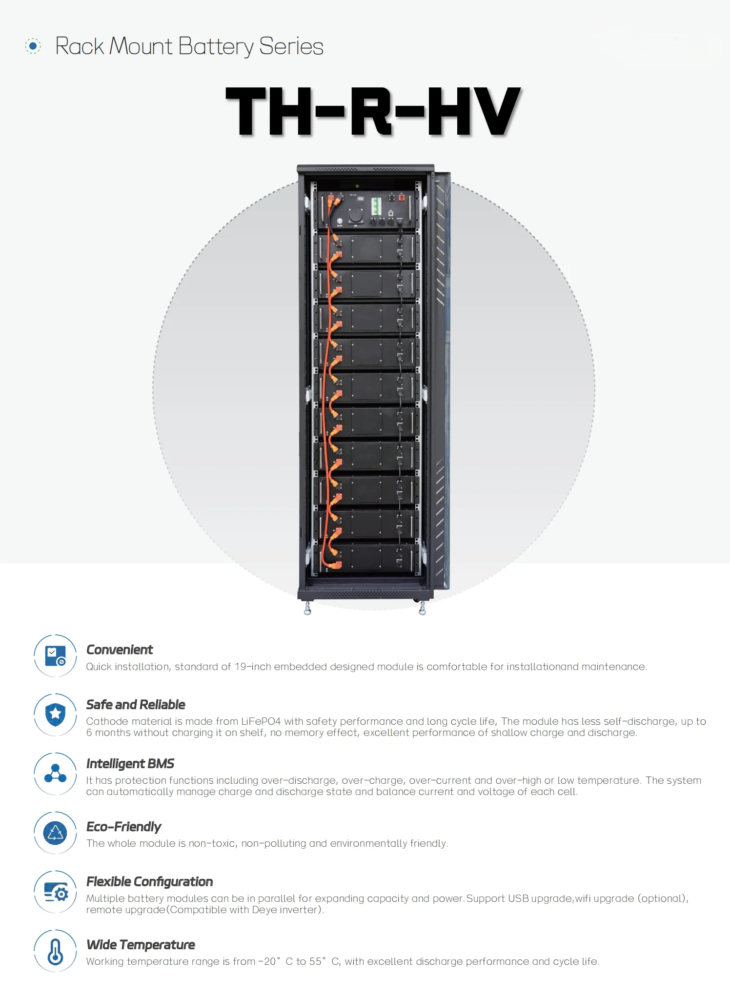 High Voltage Stackable LiFePO4 Battery Cabinet with CAN Communication All-In-One System