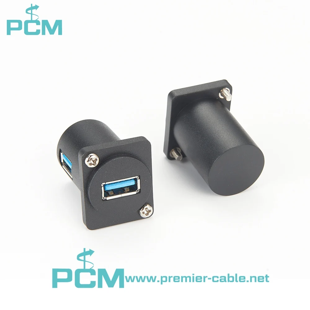 USB 3.0 Panel-Mount Connector D-Type Right Angle Coupler details