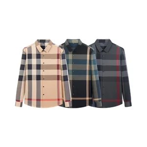 OEM ODM High-End Men's Casual Plaid Shirt Long-Sleeved Business Top Anti-Pilling for Spring Customized R&D Wholesale Sample