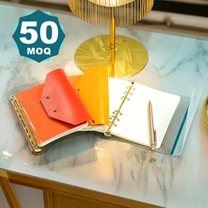 Low MOQ Custom Logo A5 A6 A7 Journal PVC TPU Eco-Friendly Transparent Cover Diary Business Gift Pu Leather Ring Binder Notebooks