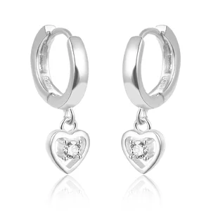 POLIVA Drop Zircon Diamond 18K Gold Plated Heart Shape Stud Earring Earing Women Jewelry Pure 925 Silver Hoop Earrings