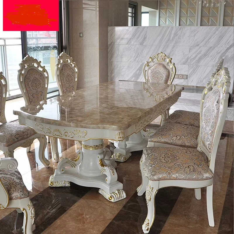 Rectangle Artificial Marble Dining Table Room Furniture Dining Table With Chair Sets