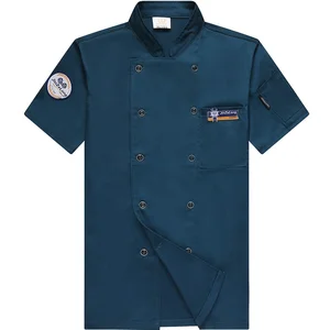 Men's Lightweight Half-Sleeve Chef Coat Breathable Short Workwear for Kitchen Catering Hotels Restaurants Bars Cafes Staff