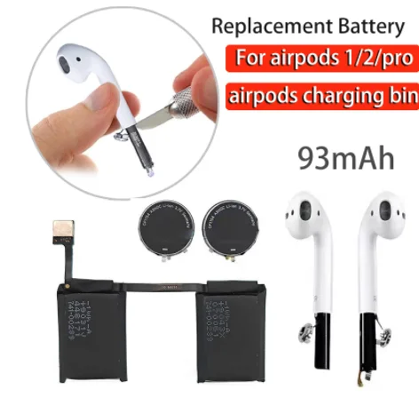 93mAh Replacement Battery for Airpods 1st 2nd A1604 A1523 Air Pods Case  Replaceable Battery Repair Tools Charging Chamber Box