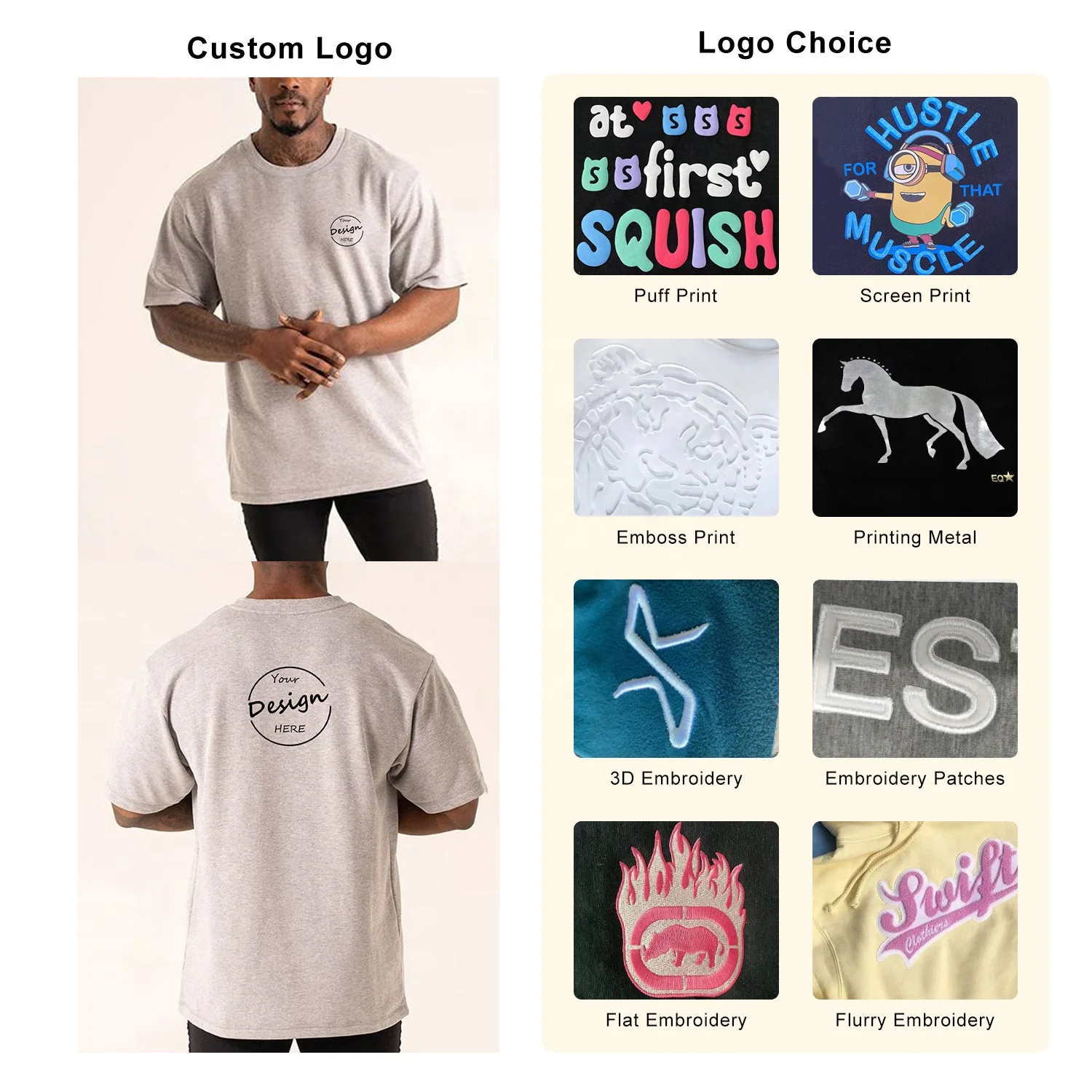 High Quality Printing Heavy Weight T Shirt 300gsm T Shirt Oversized Street Wear Boxy Drop Shoulder Tee Shirts for Men