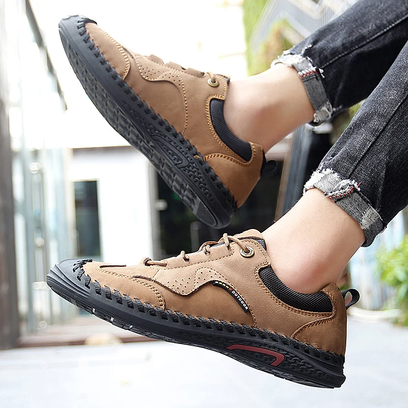 Men's Loafers Luxury Handmade Genuine Leather Casual Shoes Slip-on Men's Flats Moccasins Walking Style Driving Shoes Male