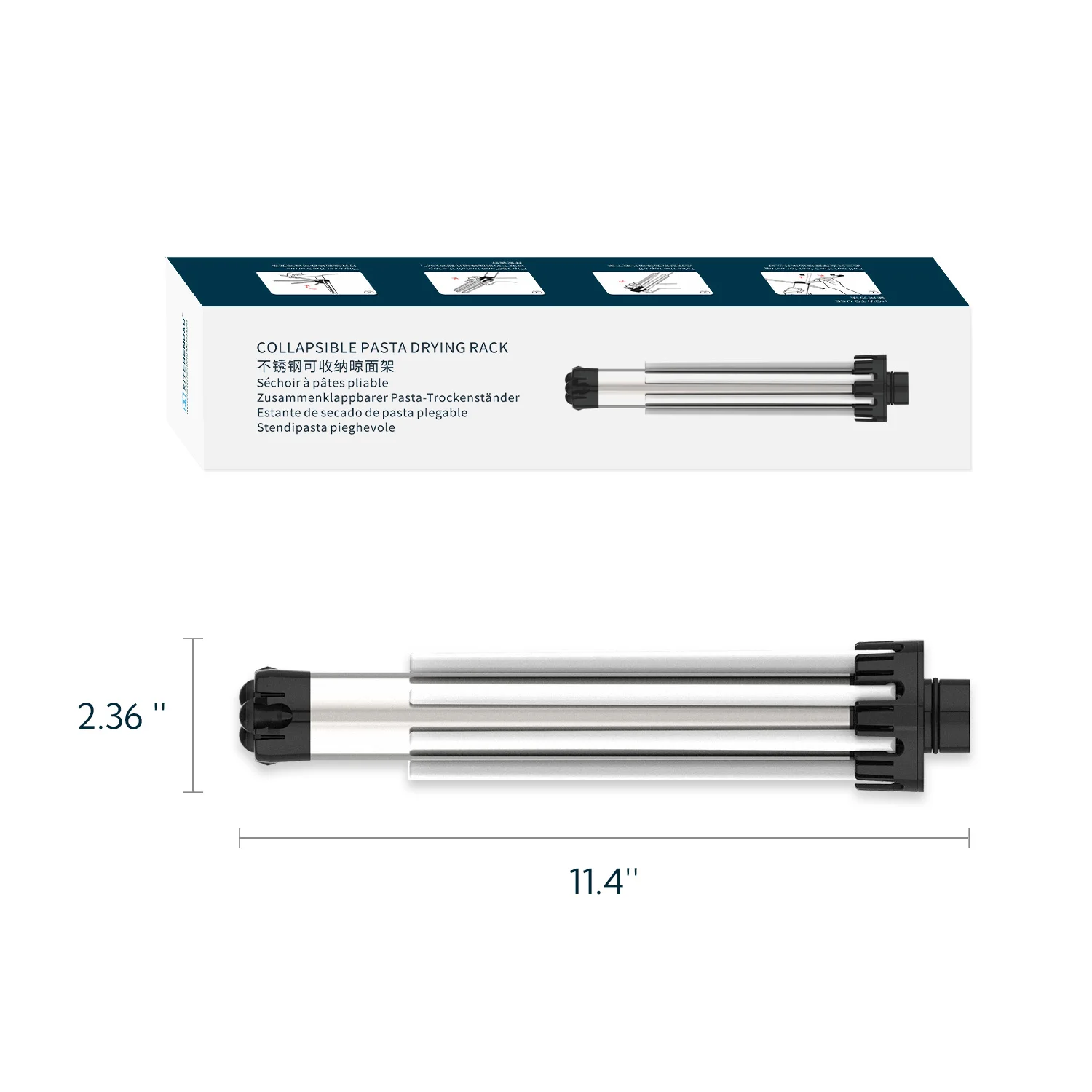 Collapsible Pasta Drying Hanging Rack Stainless Steel 3lbs Spaghetti Noodles Dryer Stand Holder