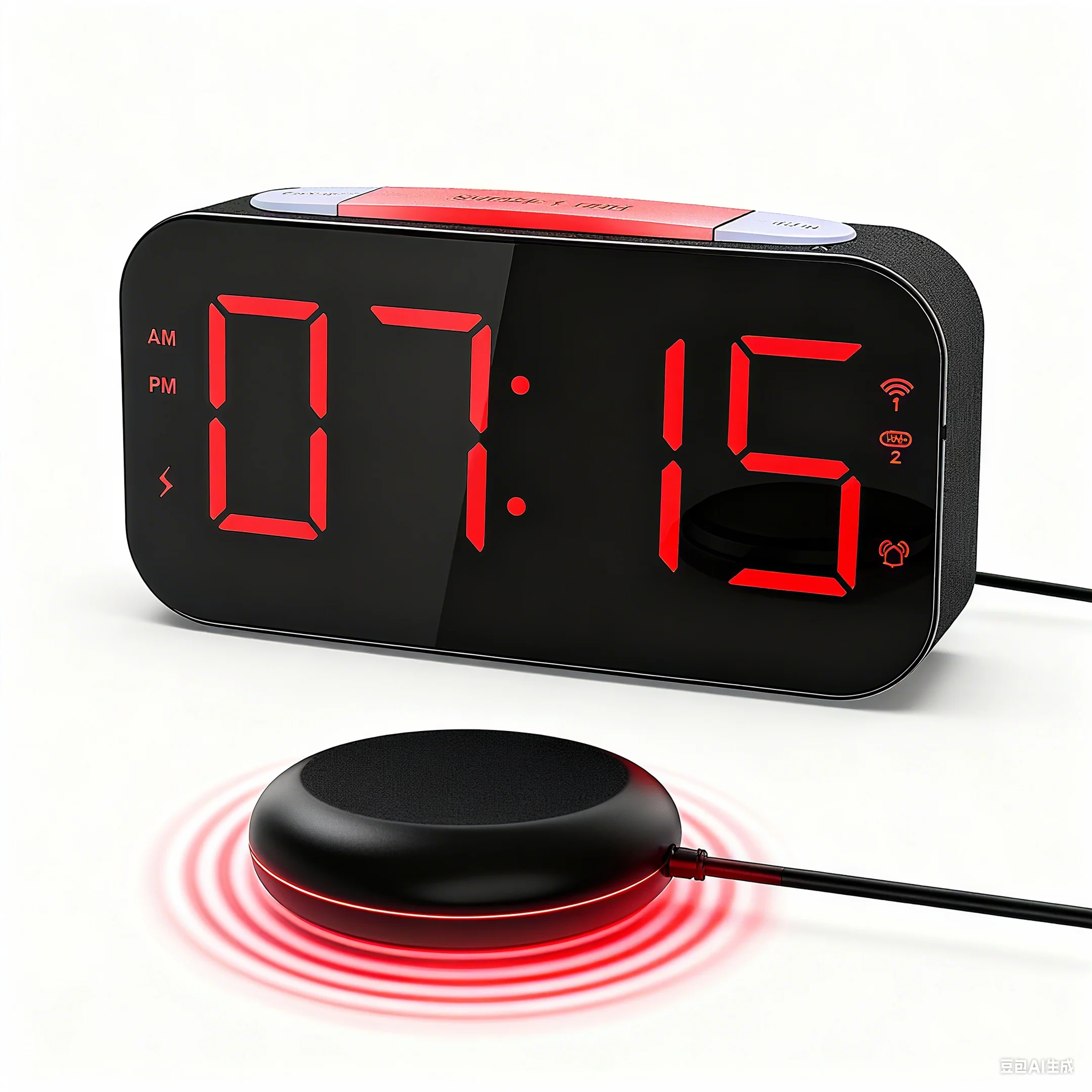 Upgrade Vibration Shaker Sleep Vibrate Alarm Clock3-Level Dimmer Usb Charging Port Clocks Bed Shaker