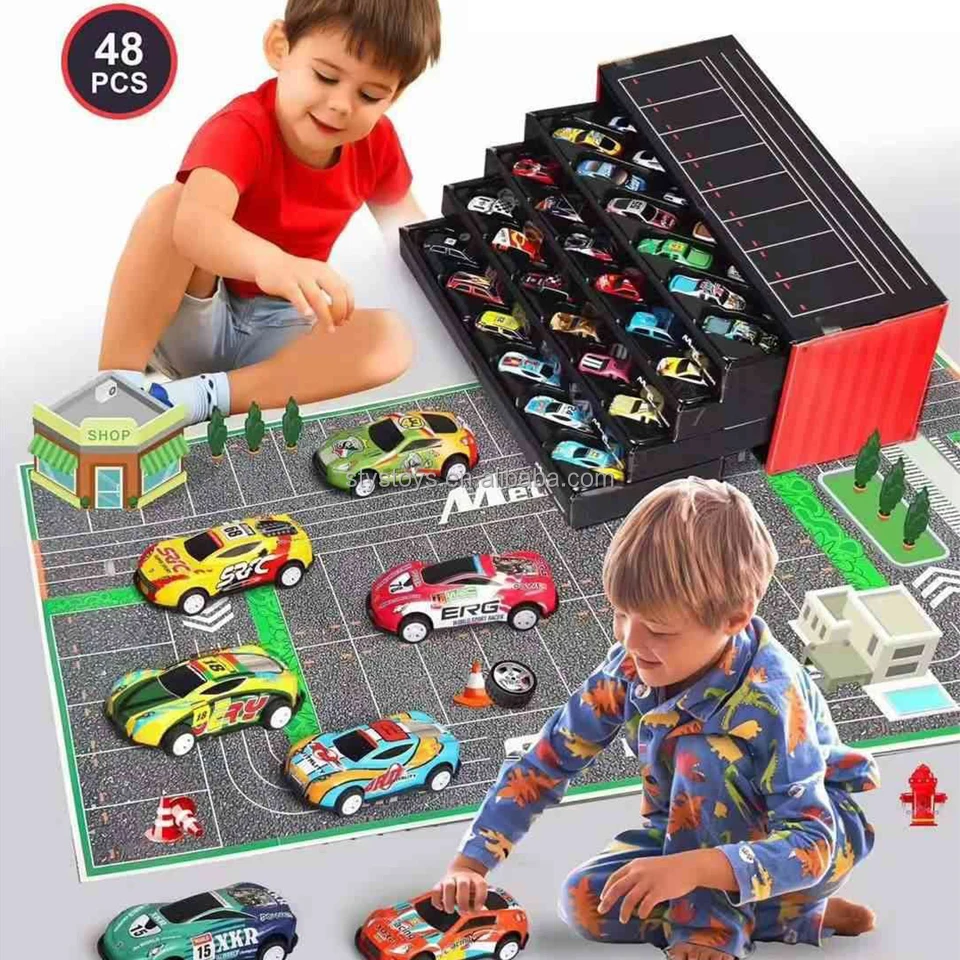 YS TOY Storage Box - 48pcs Mini Diecast Toys Racing Collection