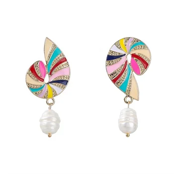 Retro Alloy Drop Oil Imitation Pearl Pendant Earrings Party Jewelry Wholesale