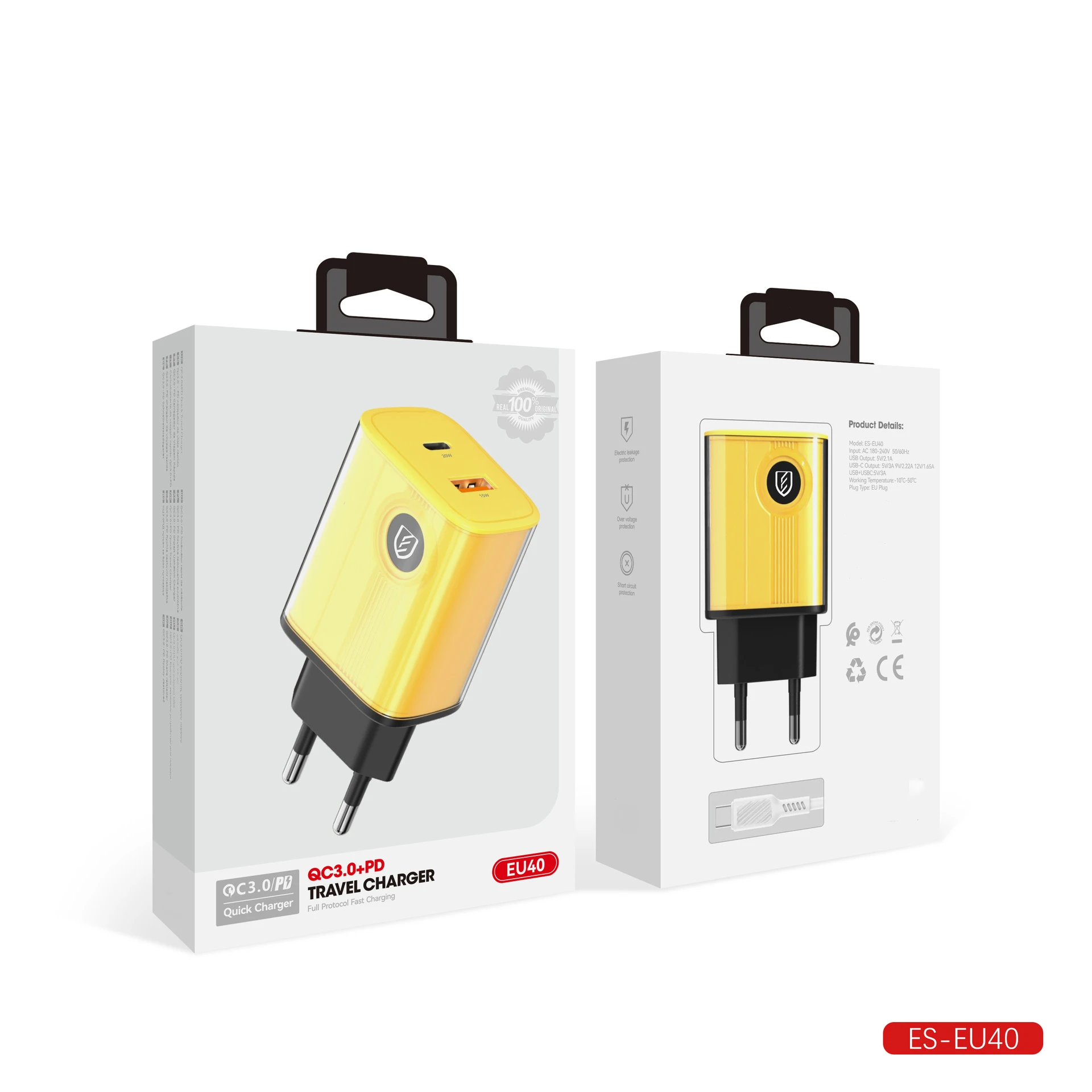 Cargadores para celular 2-Port Euro Plug 15W 20W USB Fast Charging Phone Charging Head TYPE C Phone Charging Power Adapter