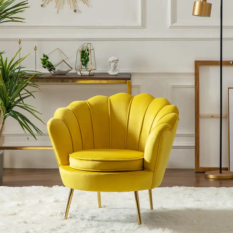Unique and Versatile Beautiful Style Soft Velvet Upholstery Seashell Back Accent Arm Chair