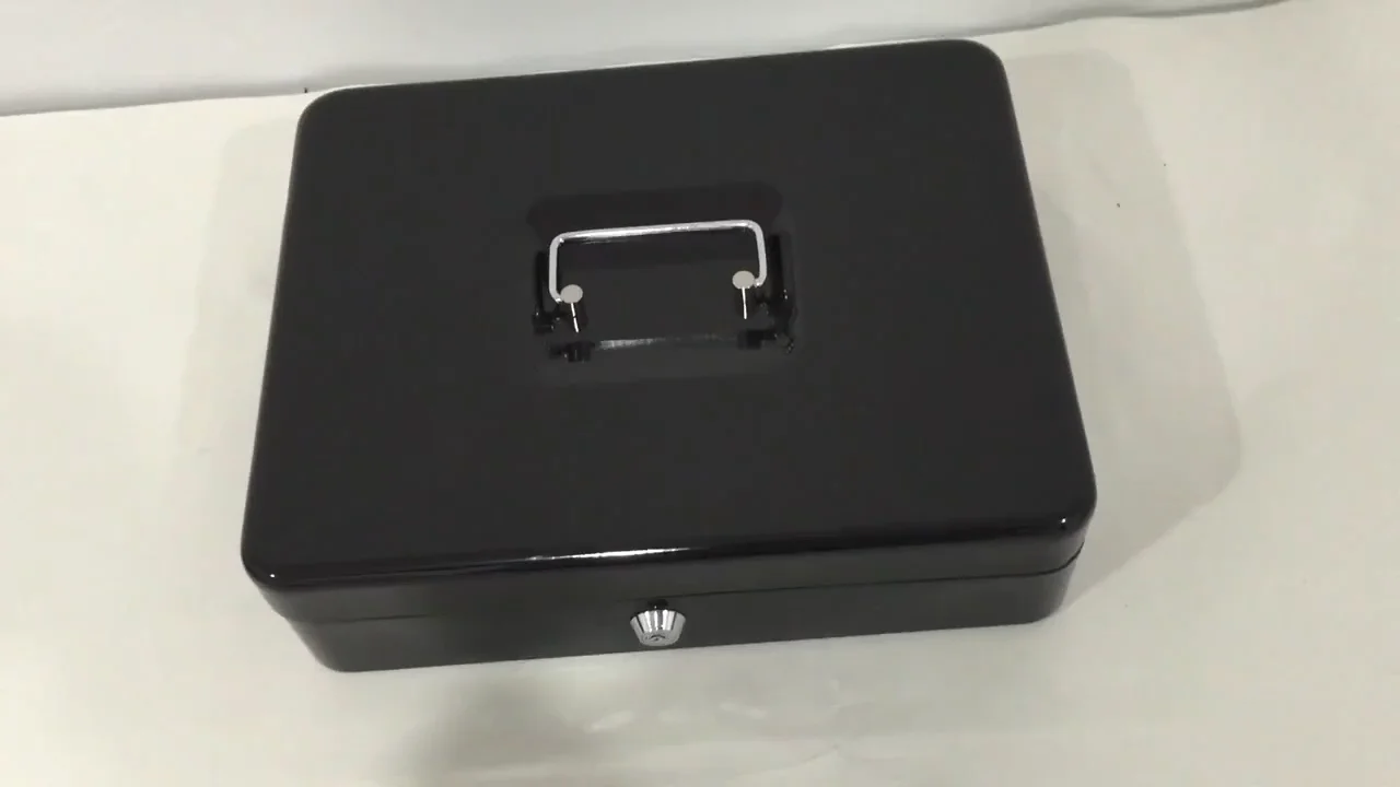 Security Cable Large Metal Key Locking Cash Box With Money Tray Buy