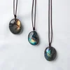Labradorite Round Disc Pendant