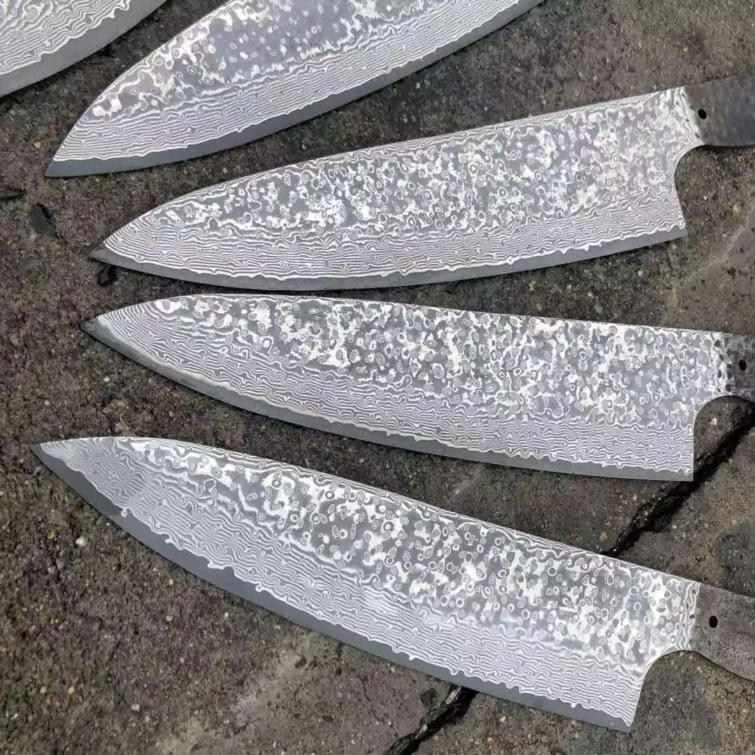 Custom Kitchen Cooking Chef Fixed Vg10 Damascus Steel Knife Blade Diy