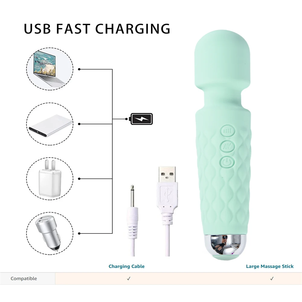 Free Custom Box - 20 Modes Strong Vibration Upgraded Mini Vibrator Usb Charging Handheld Body Massager Clit G-Spot Vibrators