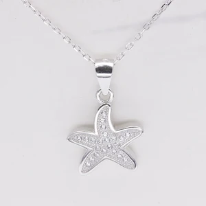 POLIVA Wholesale Fashion Jewelry 925 Sterling Silver Pendants 3A Cubic Zirconia Rhodium Plated Starfish Pendant