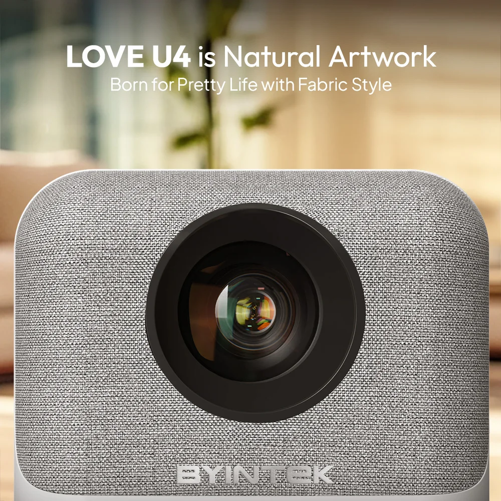 BYINTEK Cheap Price Projector U4 LCD 1920*1080 3D Mini Projector 260 ANSI Lumens Home Portable Projector With Fabric Art Design
