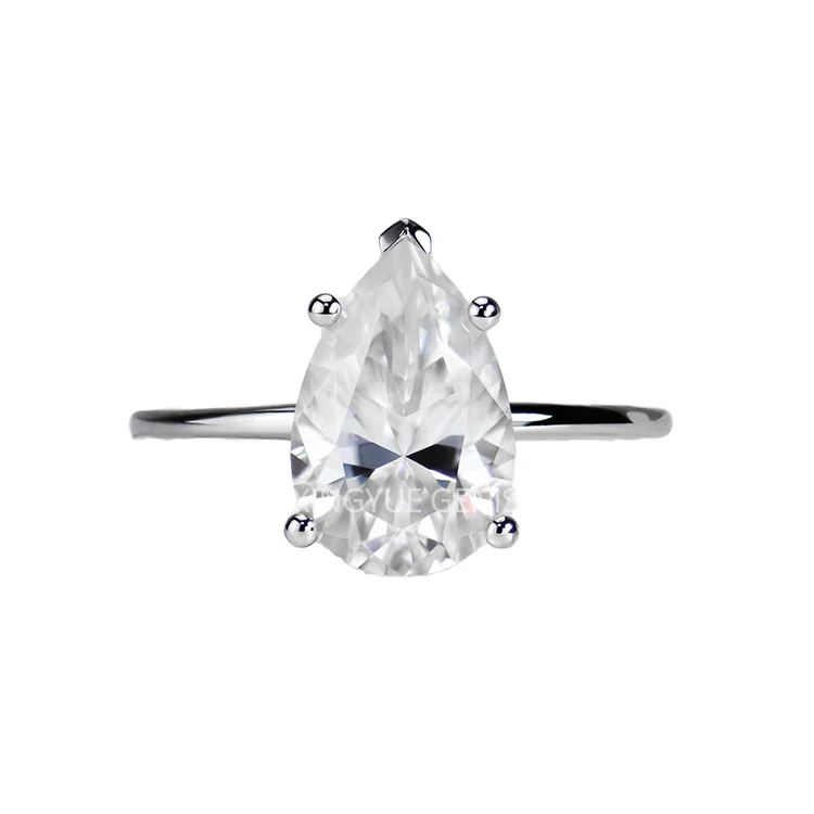 Certified Moissanite Solitaire 2 Carat Pear Shaped Engagement Ring 18K White Gold/925 Silver Wedding Jewelry Diamond Gemstones