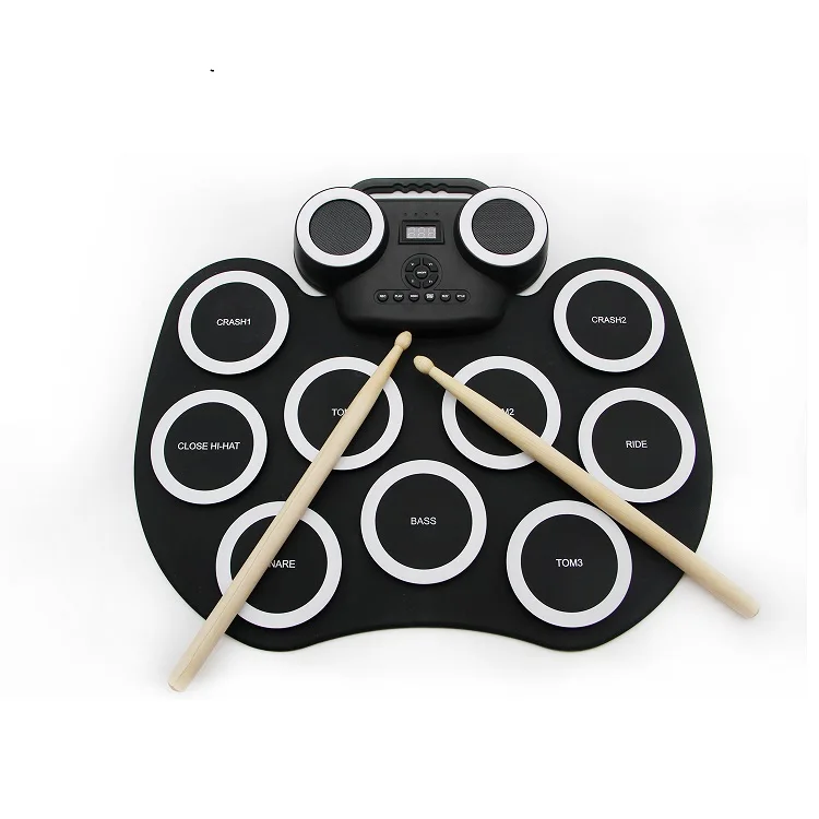 Silicone Educational Toys Kids Double Bass Electric Drum Set Electronic  Drum Pad Drums