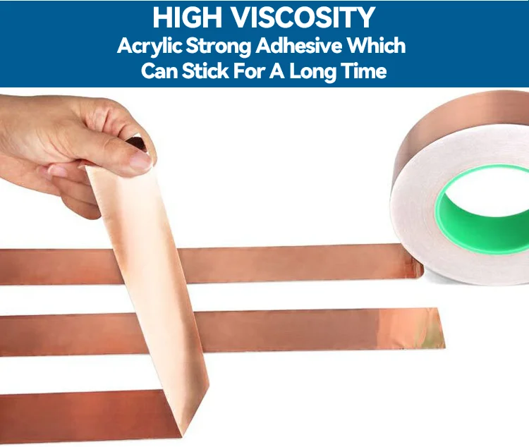 Double Side Conductive Copper Foil Tape 50m Copper Adhesive Tapes Emi