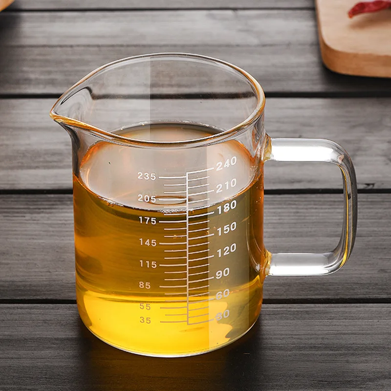 BCnmviku 240ml Espresso Shot Glass Measuring Grade Transparent Measuring Cup Glass Beakers Pot Kettle Milk Cup Baking Kitchen