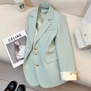 New Arrival Fashion Office Lady Coat Long Sleeve Buttons Pockets Plus Size Top Spring Autumn Women Blazer Coat Jacket