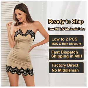 Custom Luxurious Satin Slip for Women Slim Fit Halter Dress Sleeveless Backless Design Wholesale Sexy Lace Short Party Dress