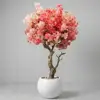 Pink flowers with white pots