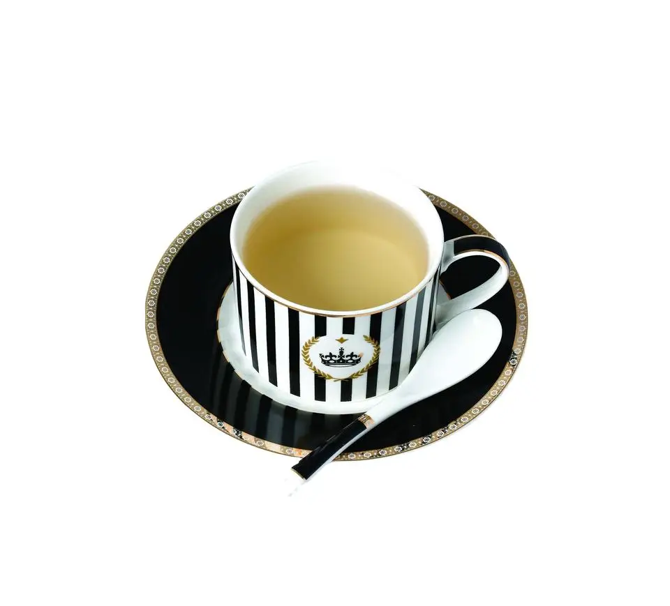 Popular Modern Ins style bone china tea cup and saucer with spoon porcelain cups ceramic coffee cups tea set