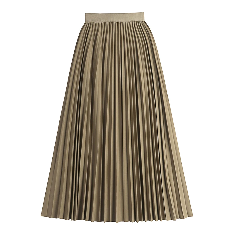 2023 casual pleated midi skirt women