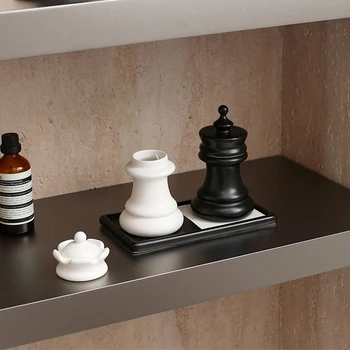 Hot Selling Ceramic Cotton Swab  Jar Chess Shape Cotton Swab  Jar for Home Use