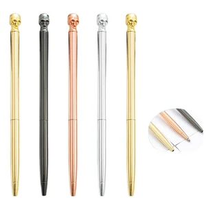 Cross-Border Wholesale Skull-Shaped Metal Ballpoint Pen Creative Stationery with Electroplated Logo Printing