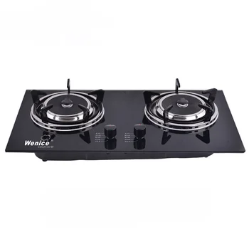 Table Top Built In Glass Gas Cooker - Black