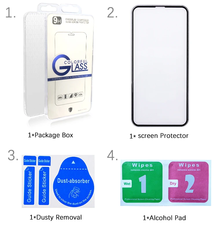 Гуанчжоу завод 9H анти-шок полный клей для мобильного телефона Закаленное стекло протектор экрана