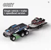 Gray + trailer+ speedboat