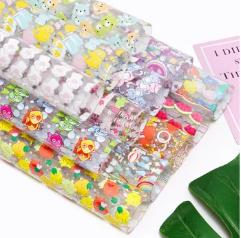 30*120Cm Hot Sale PVC Transparent Fruit Animal Heart Printed Jelly Faux Leather Rolls for DIY Bag