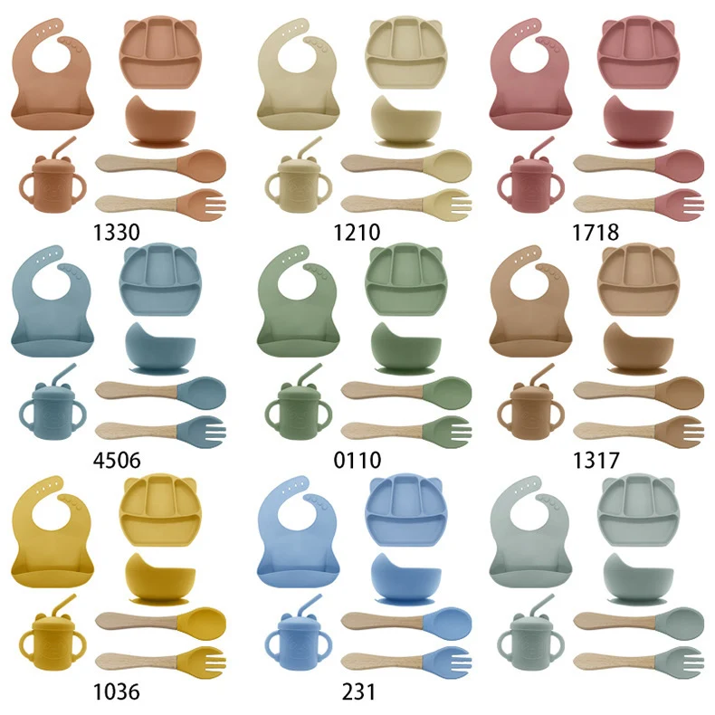 Food Grade Bpa Free Suction Organic Silicone Baby Feeding Gift Box Set