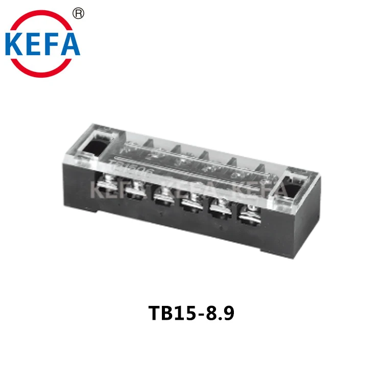 Ceanglóir Leictreacha Bloic Theirmeach Dubh Kefa 600V 15A, 8.9mm, Cineál Leathraigh le Barraí