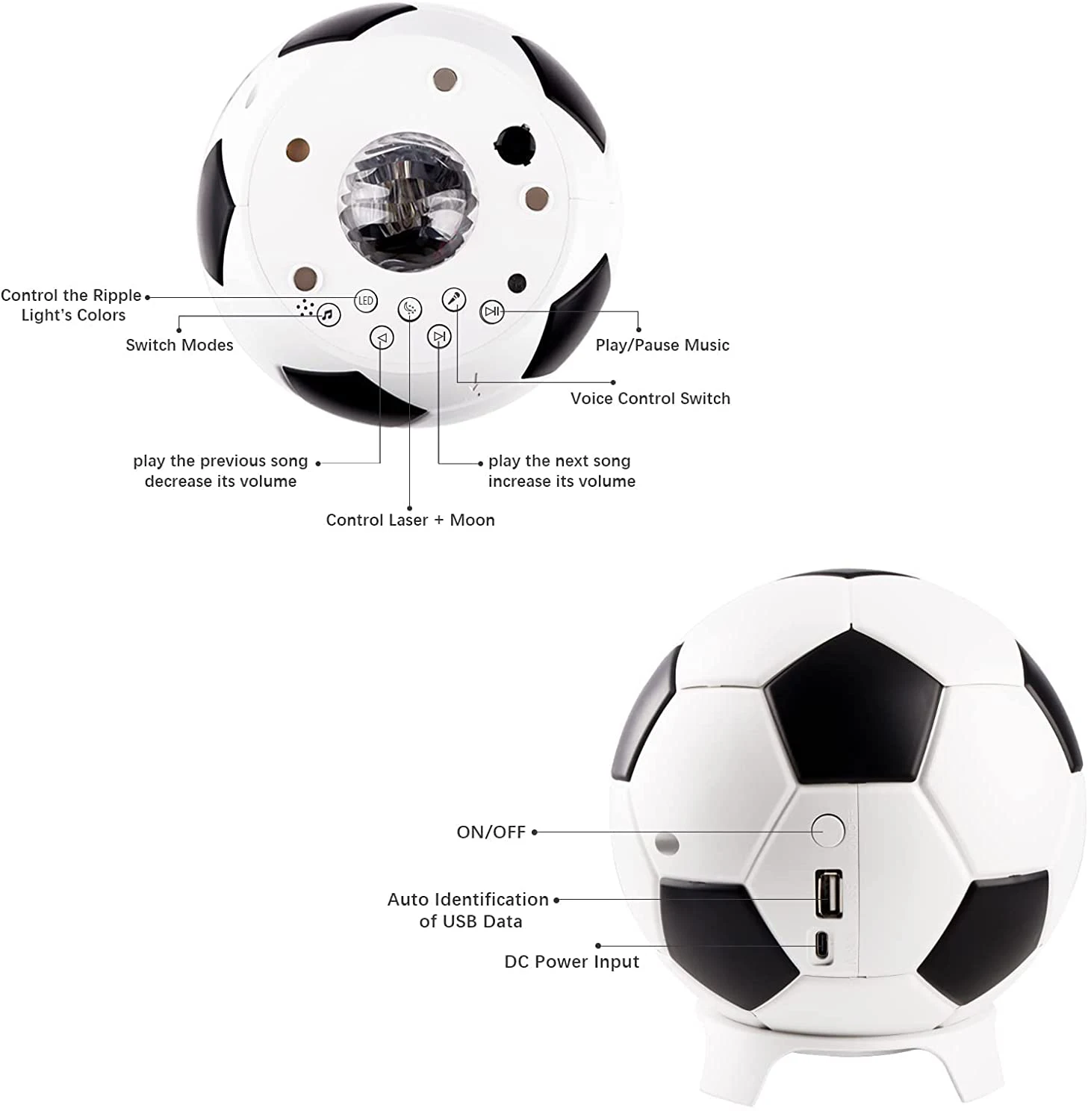 스마트 APP 360 축구 오로라 Borealis 프로젝터 갤럭시 12 별자리 별 하늘 밤 빛 천장 장식 어린이 선물