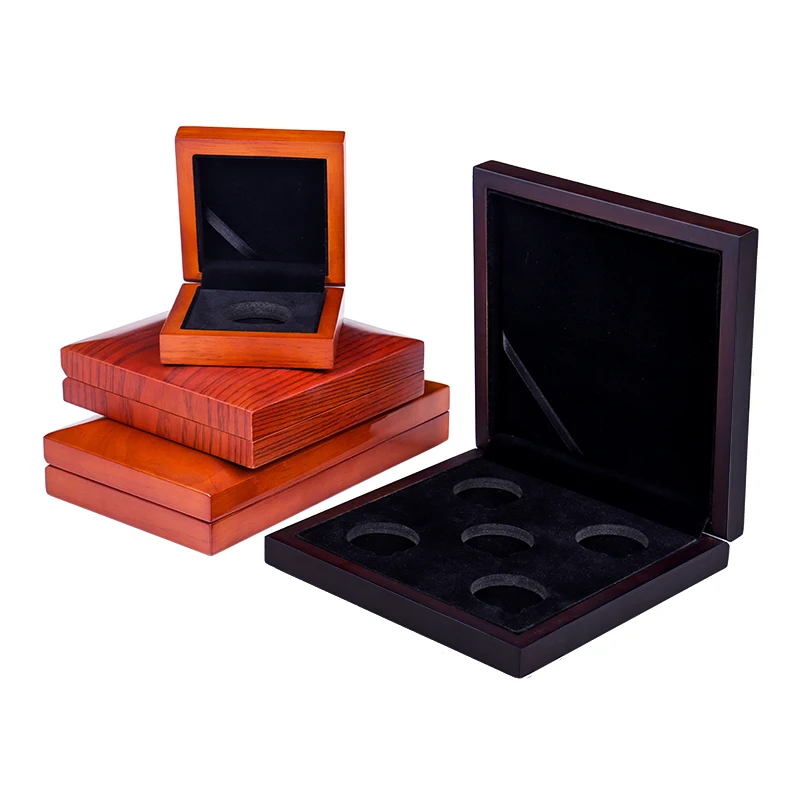 Большой модный деревянный ящик для хранения монет на заказ со съемными лотками деревянная коробка медалей с