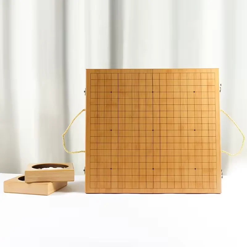 Plateau De Jeu Go Portable En Bois – Ensemble Pliant Avec Pièces Et Plateau 3D, Idéal Pour Famille Et Amis
