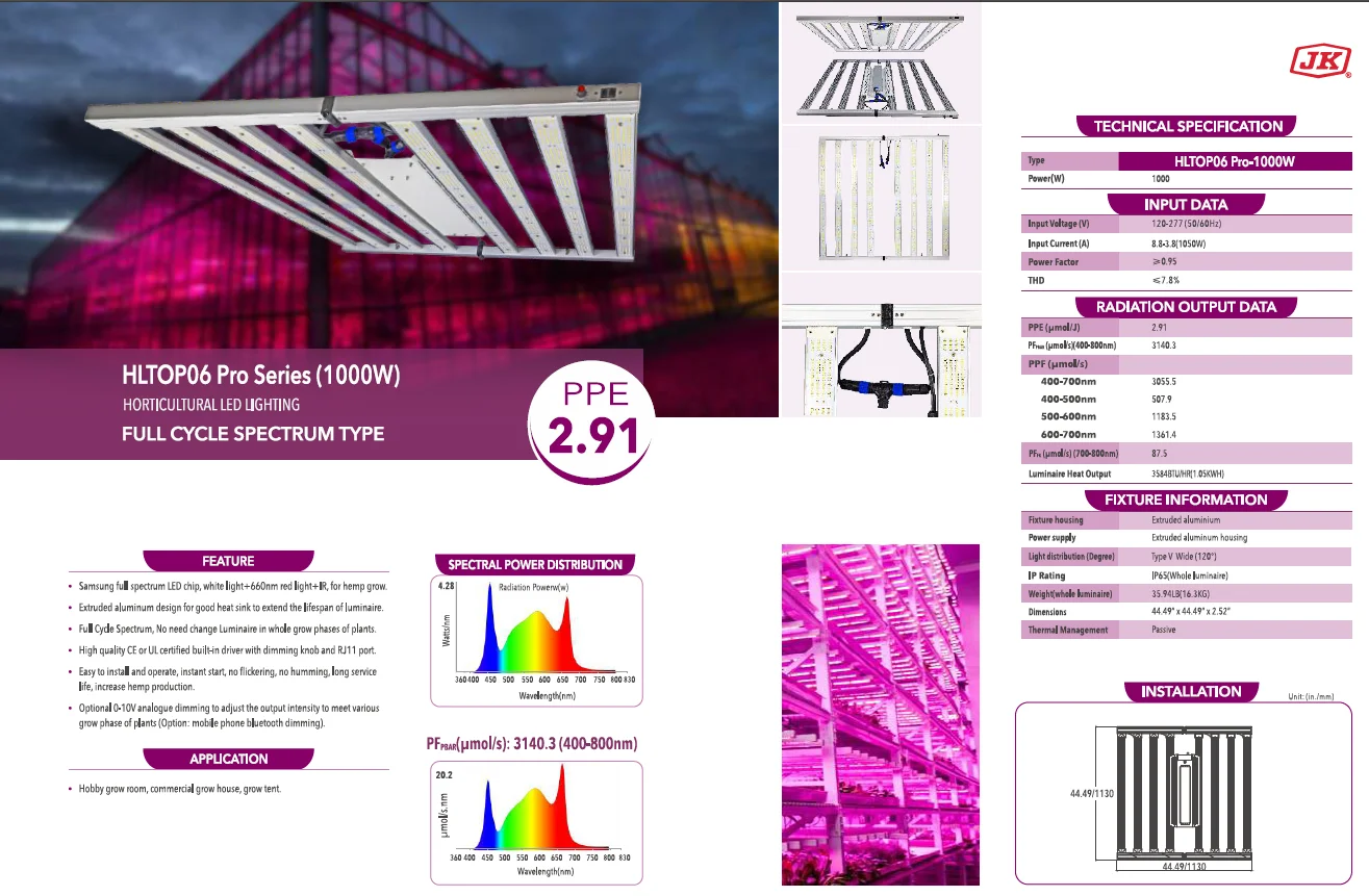 JK Aluminum Alloy IP65 Foldable Led Grow Light New Design IP65 Grow Light 720w Led Grow Light From Hortibloom for Indoor Plant manufacture
