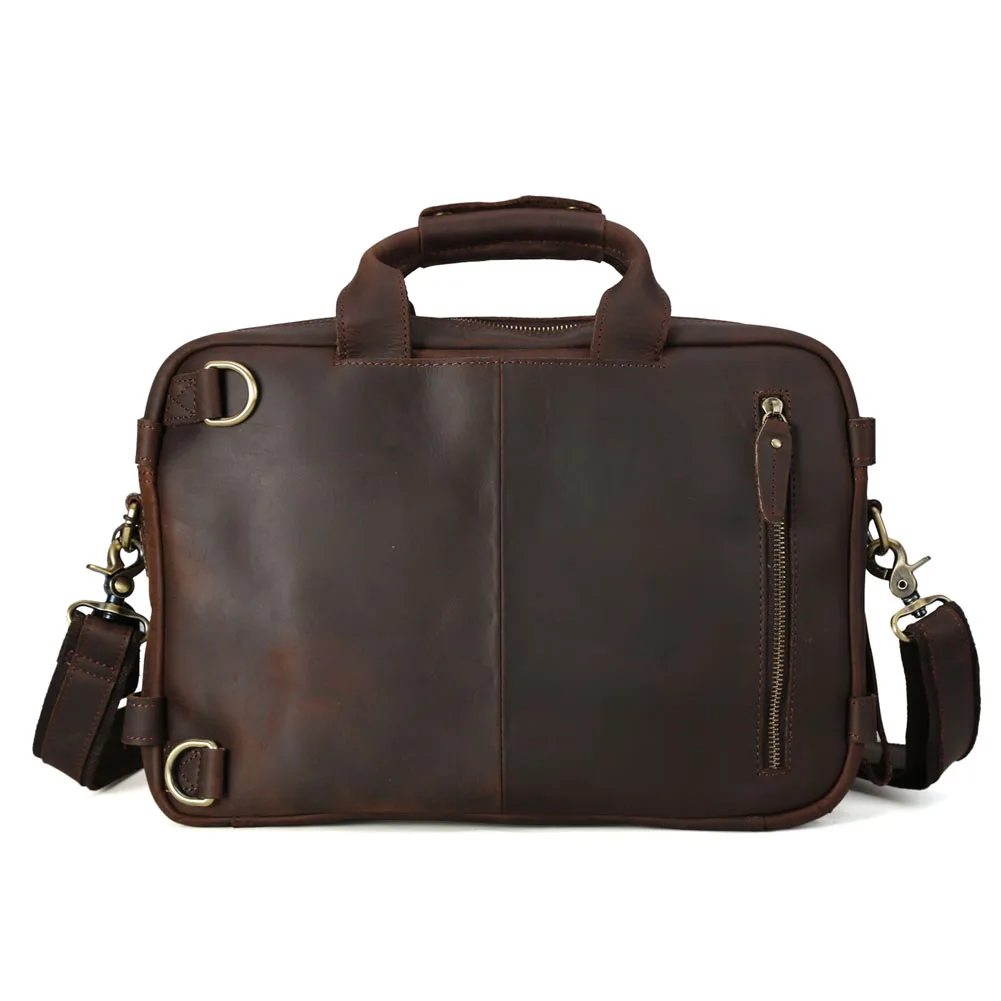 High Quality Customize Logo Design Genuine Leather Briefcase Crazy Horse Leather Backpack Real Leather Shoulder Laptop Bag