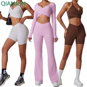 Custom Logo Sport Gym Fitness Yoga Set High Waist Sports Leggings Crop Top Activewear Women Workout Yoga Sets